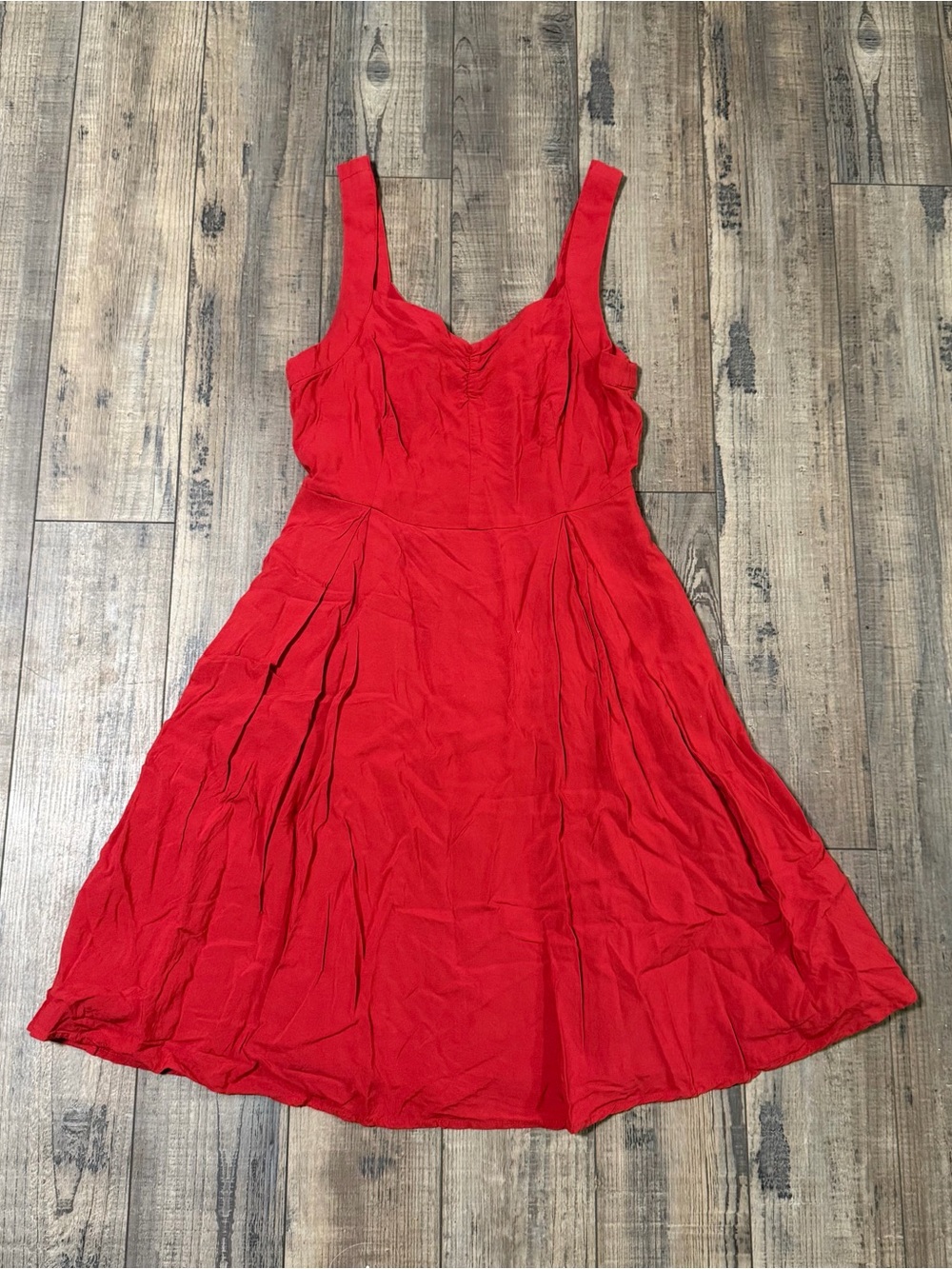 ModCloth Red Fit & Flare Pleated Sleeveless Dress Small S